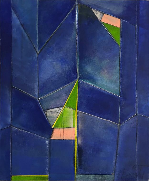 40. Leben und Geometrie<br>Maße: 80 / 100 cm, Jahr: 2005<br>Formen haben eine energetische Ausstrahlung. Wir fühlen uns wohl in einer harmonischen Umgebung.